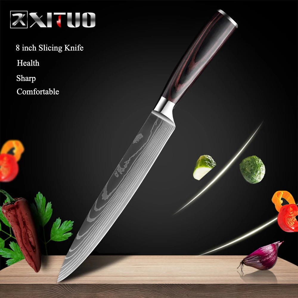 XITUO Multi-Purpose Knife – Laser Damascus Slicing, Cleaver & Utility Knife