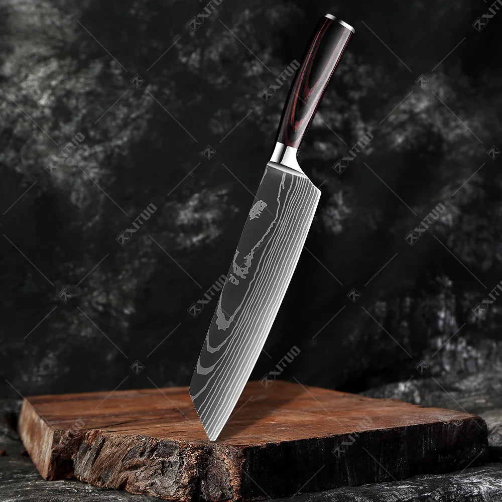 XITUO Multi-Purpose Knife – Laser Damascus Slicing, Cleaver & Utility Knife