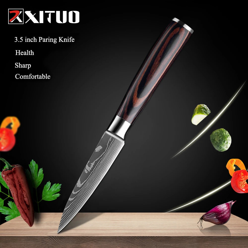 XITUO Multi-Purpose Knife – Laser Damascus Slicing, Cleaver & Utility Knife