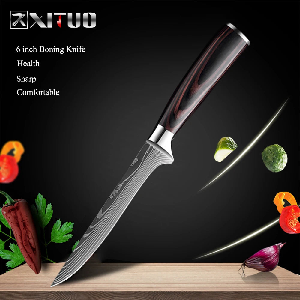XITUO Multi-Purpose Knife – Laser Damascus Slicing, Cleaver & Utility Knife