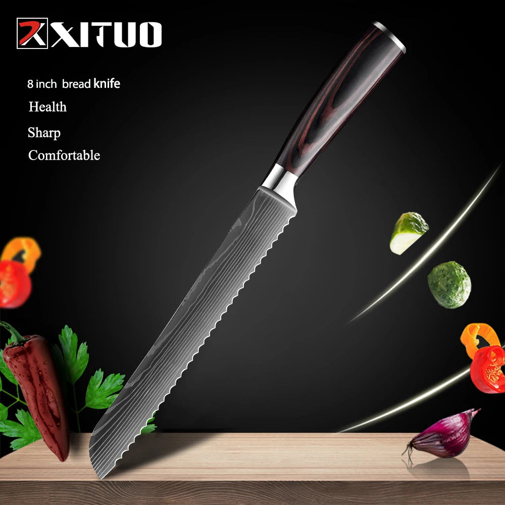 XITUO Multi-Purpose Knife – Laser Damascus Slicing, Cleaver & Utility Knife