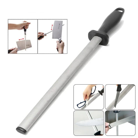 EdgeMaster™ Diamond Sharpening Steel – Professional Chef Knife Sharpener Rod (8–12 Inch Range)
