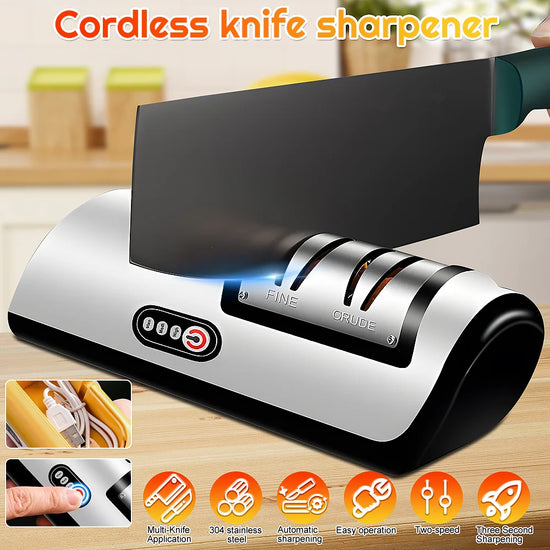 SharpTech™ Electric Knife Sharpener – 3-Stage, 4-Gear Fully Automatic Handheld Sharpening Tool