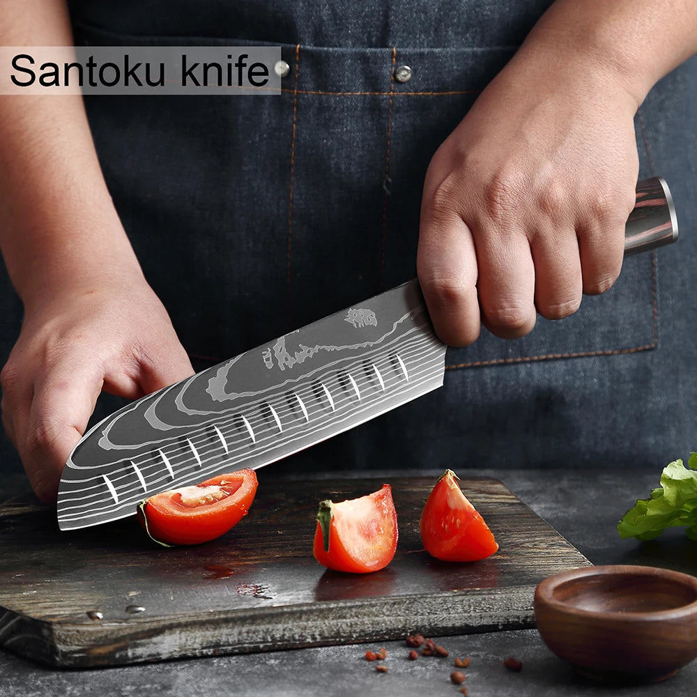 XITUO Multi-Purpose Knife – Laser Damascus Slicing, Cleaver & Utility Knife