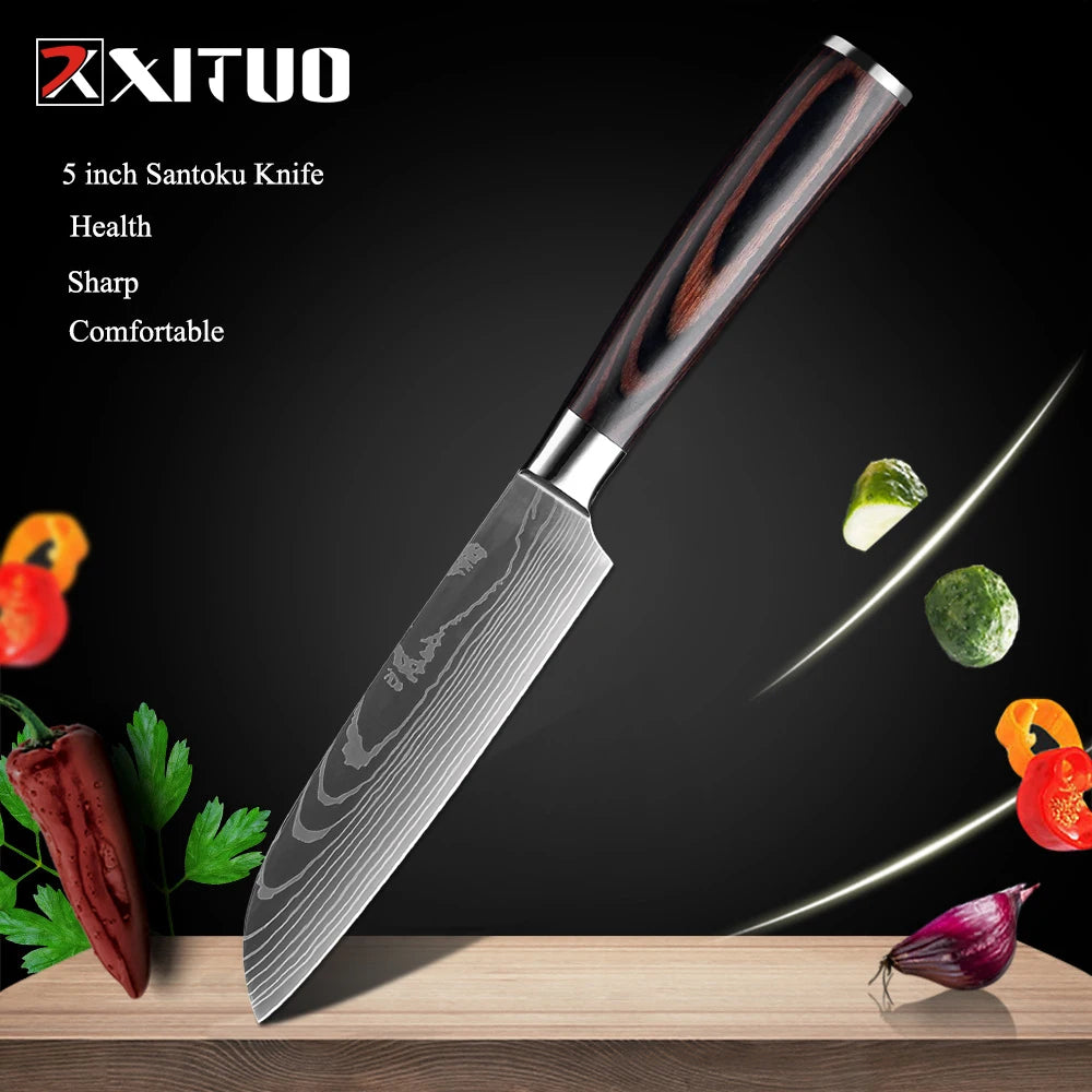 XITUO Multi-Purpose Knife – Laser Damascus Slicing, Cleaver & Utility Knife