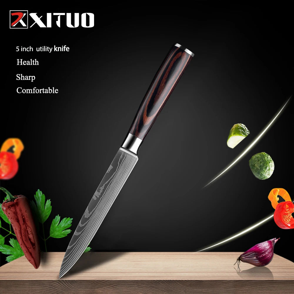 XITUO Multi-Purpose Knife – Laser Damascus Slicing, Cleaver & Utility Knife